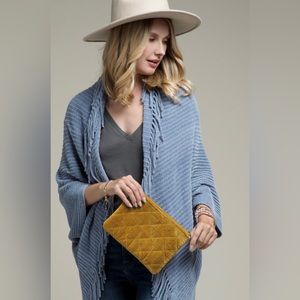 Luxurious fine cotton velvet metallic quilted pouch.